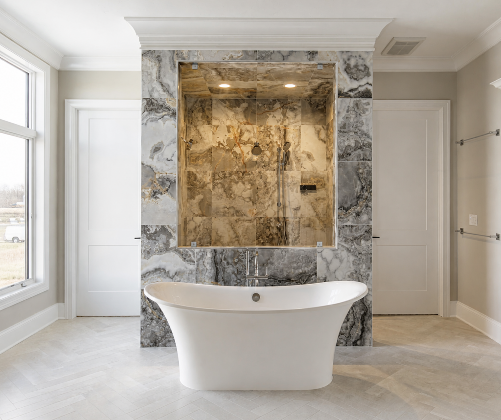 Primary bath with Kingfogl finishes