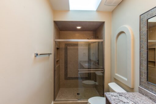 Presidio glass shower with tile surround