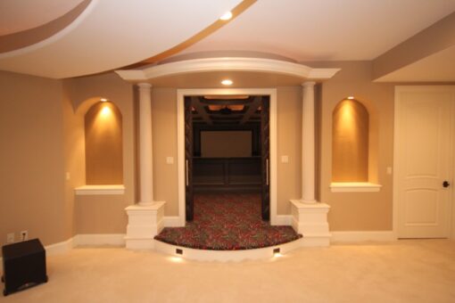Haven arched doorway with columns and lit niches