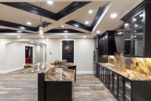 Woodland lower-level bar with granite counters
