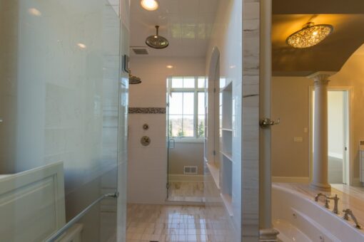 Callista primary bath walk-in glass shower
