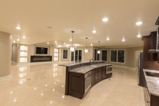 Callista lower-level bar with curved island