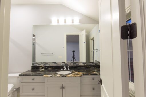 Callista bathroom vanity with dark granite