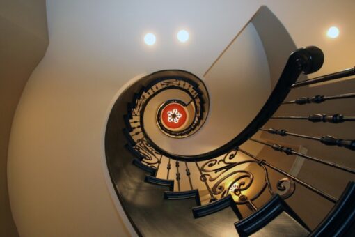 Haven spiral staircase viewed from below