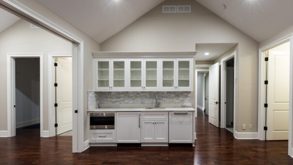 Bella Haven bedroom suite kitchenette with glass cabinets