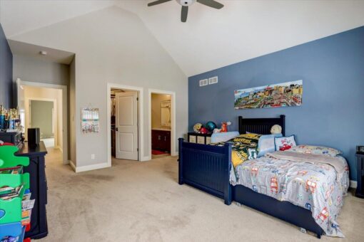 Ridgeview bedroom with blue accent wall
