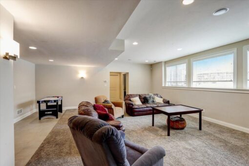 Ridgeview lower-level family room with sectional seating