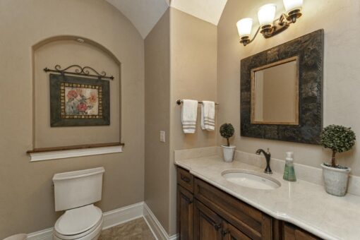 Bradon bathroom with wood vanity