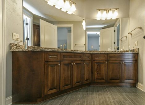 Bradon primary bath dark wood double vanity