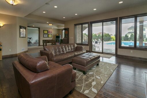Bradon lower-level lounge with walk-out doors