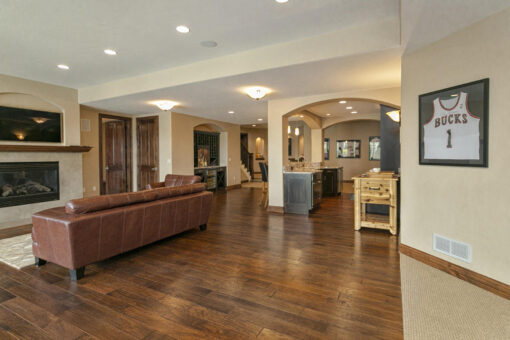 Bradon lower-level family room and arched opening