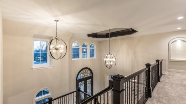 Davidson loft overlooking the foyer with arched windows