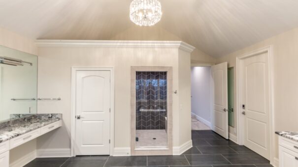 Davidson water closet with patterned glass door