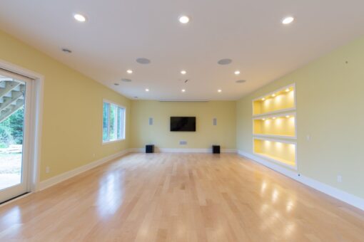 Ravenna lower-level family room with media wall