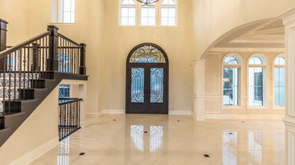 Davidson foyer with arched iron entry doors