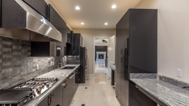 Davidson butler's pantry with dark cabinetry