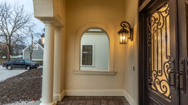 Davidson front portico with arched window and lanterns