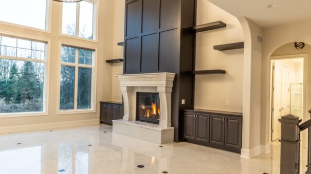 Davidson great room fireplace with dark built-ins