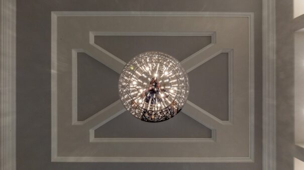 Davidson ceiling with sphere chandelier