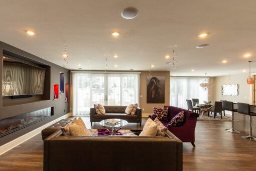 Summerhill lower-level family room with sectional