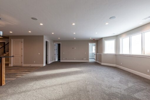 Birchwood lower-level family room with windows