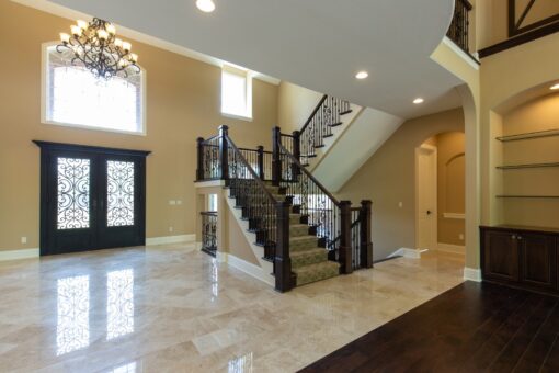 Rivendell foyer staircase with iron railing