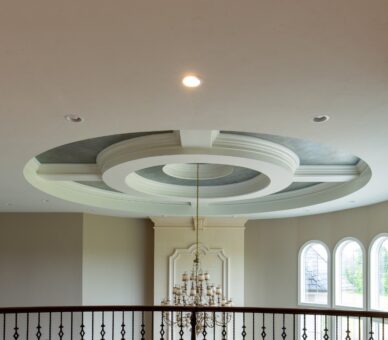 Grand Haven layered round ceiling above the loft