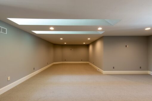 Grand Haven bonus room with recessed lighting