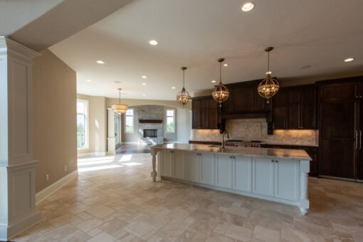 Grand Haven kitchen and breakfast area with pendant lights