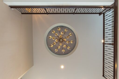 Grand Haven round ceiling medallion with chandelier