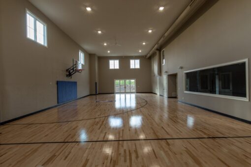 Grand Haven indoor sport court with hardwood floor
