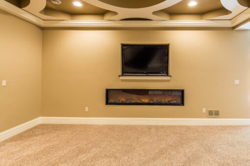 Brandywine lower-level linear fireplace and media wall