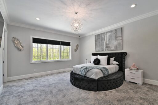Woodland bedroom with tray ceiling