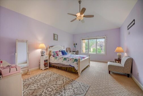 Edington bedroom with lavender walls