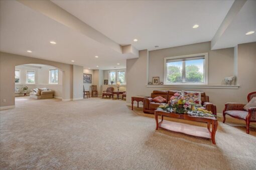 Edington lower-level family room with windows