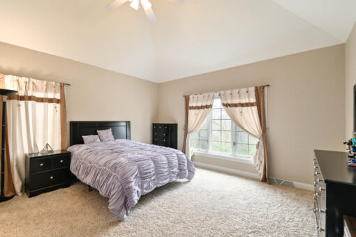 Benington bedroom with vaulted ceiling