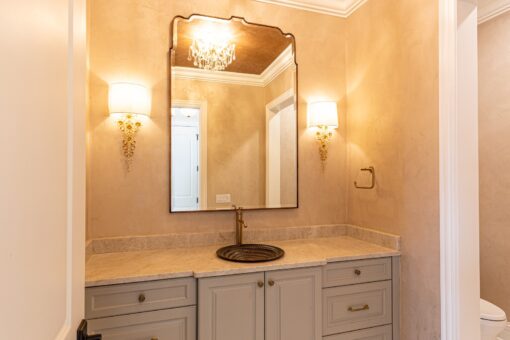 Prescott powder room with sconces and vessel sink