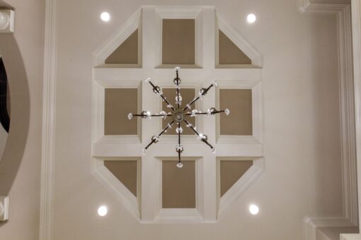 Vizzini octagonal coffered ceiling with chandelier