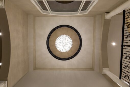 Kingfogl custom home round ceiling medallion with crystal chandelier