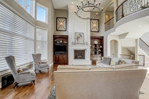 Wildwood great room fireplace with built-ins