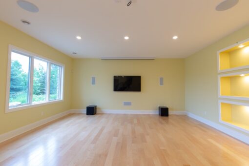 Ravenna lower-level family room with maple floors