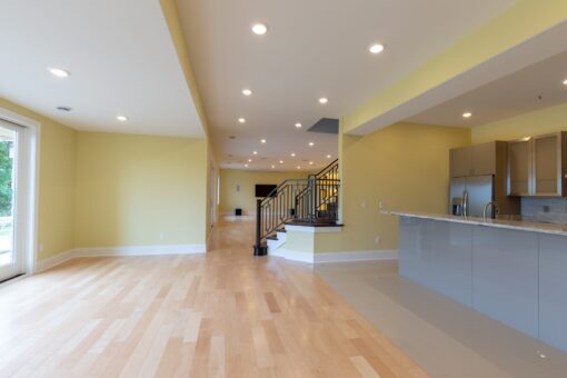 Ravenna lower-level open space with maple floors