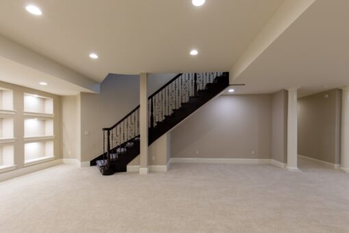 Vizzini lower-level staircase with iron railing