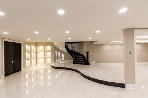 Saddlebrook lower level with spiral staircase
