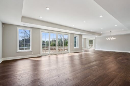 Rangeline lower-level family room with walk-out windows