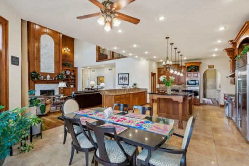 Danbury breakfast area and kitchen with wood cabinetry