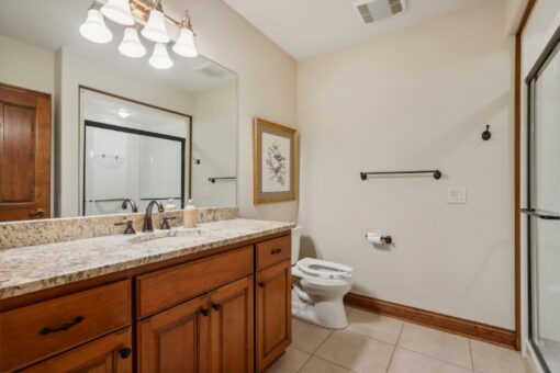 Danbury bathroom with wood vanity