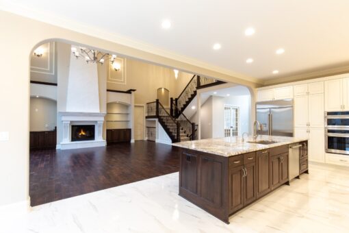 Woodview kitchen and great room viewed from above