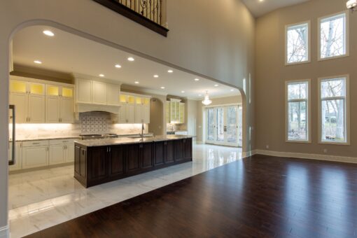 Woodview great room view to the kitchen island