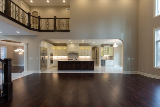 Woodview great room balcony and kitchen view